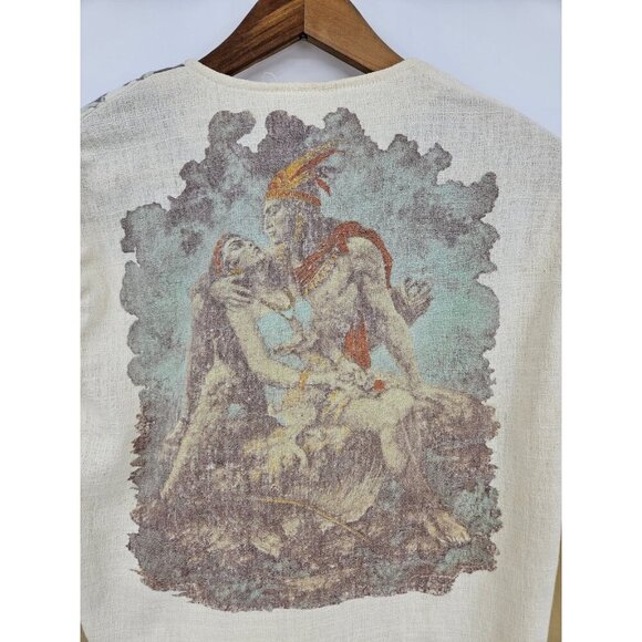 VTG Kennington Aztec Shirt Mens S Cotton Long Sleeve V Neck - Picture 2 of 7